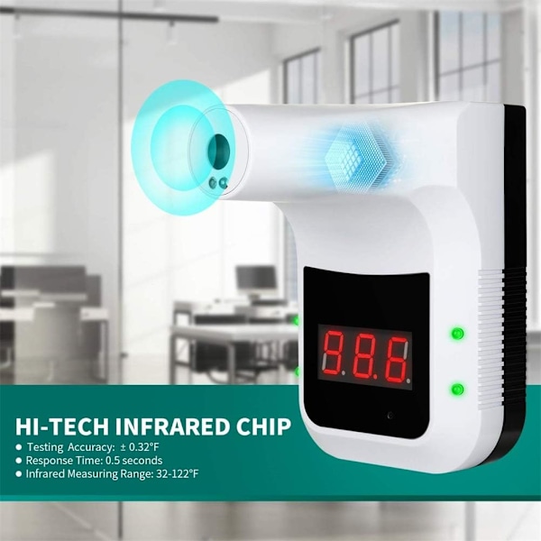 Infrarødt termometer berøringsfri digital K3 termometer, vægmonteret infrarødt pandetermometer K3 med LCD-display
