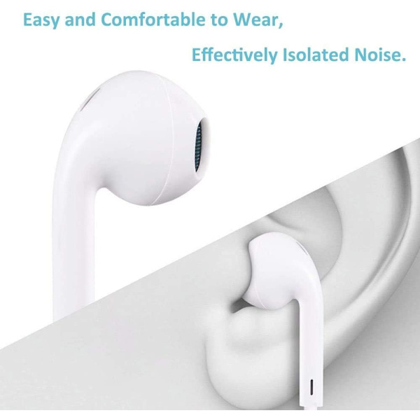 Øretelefoner, finpusse ørepropper Stereo, med mikrofon og volumkontroll, hodetelefoner støyisolerende hodesett som passer til iPhone Xs/XR/XS Max/iPhone 7/7 Plus