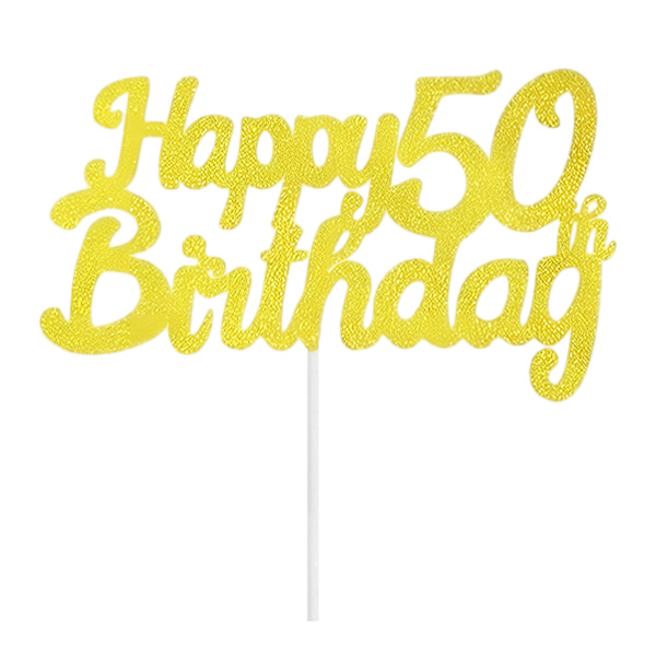 Blumomon 4-pakkaus 50 & Fabulous -kakkukoriste, kultaiset glitterit, onnittelut 50-vuotissyntymäpäivän kakkukoristeille, viisikymppiset ja upeat kakkukoristeet 50-vuotiaille