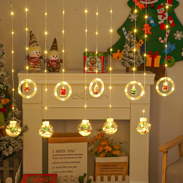 Joulukuusen verhovalot, LED-valot huoneen lämmin sisustus