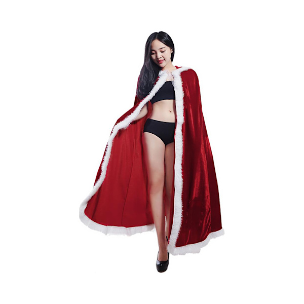 Jultomtens kappa med huva Julrock kappa Dam Jultomtens kostym Jul Fancy Dress kappa Huvad kappa Röd kostym för jul