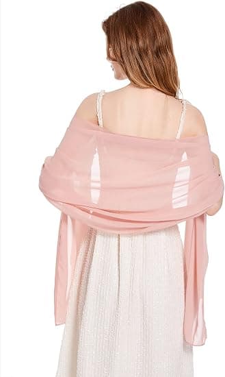 Shawls and Wraps Soft Chiffon Scarf for Evening Dresses Wedding Stole nude pink
