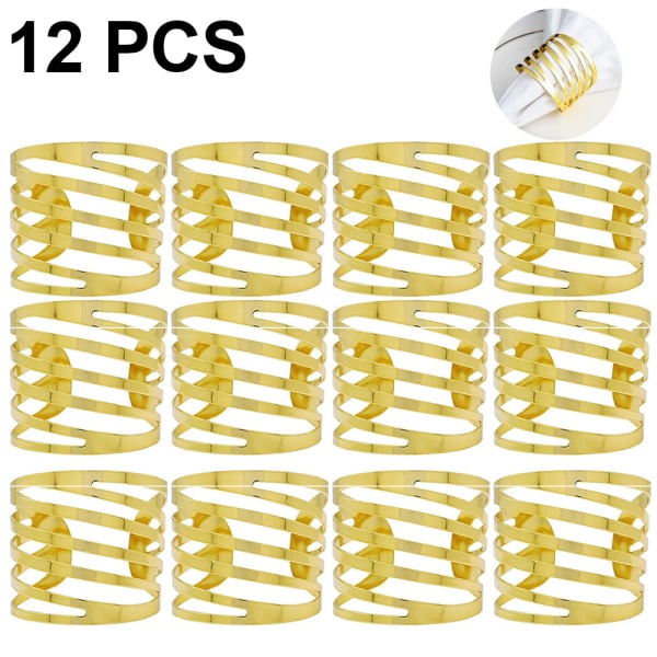 Servettringar Set med 12, eleganta servettringar spännen med unika Gold