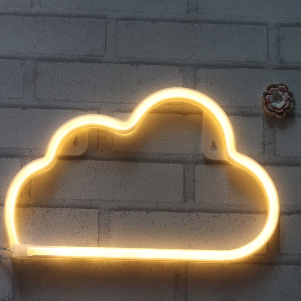 LED Neon Skyltar Moln Vägg Dekorativ Nattlampa för Sovrum Flickor