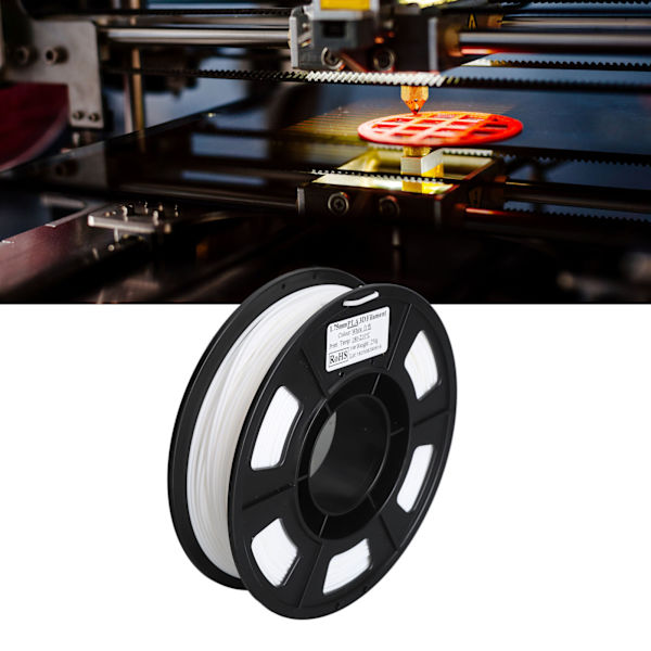 3D-printer filament, hvid, 1,75 mm, 8,8 oz nettovægt, 180 til 210 Celsius PLA-filament til 3D-print, genopfyldning, udskiftning