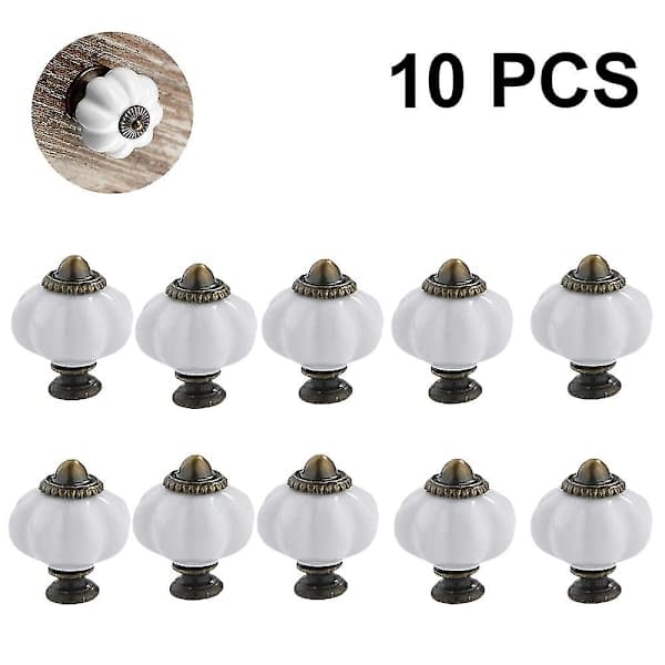 10 pcs Vintage Ceramic Furniture Knobs (White)