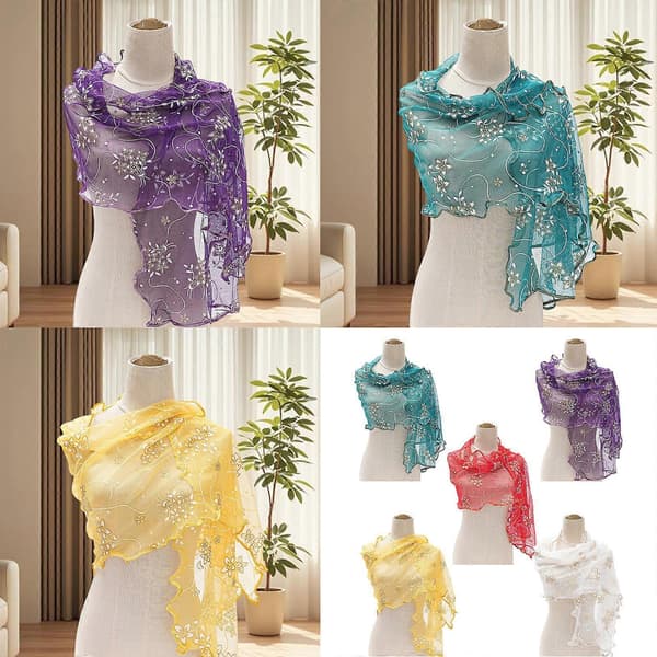 Elegant Blomsterblonde Skjerf Glatt Polyester Sjal Stilig Tilbehør For Moderne Kvinner Gul Yellow