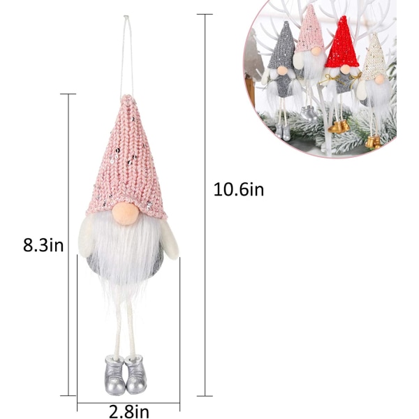 8 pakke langbens gnome julepynt - Håndlavet hængende S
