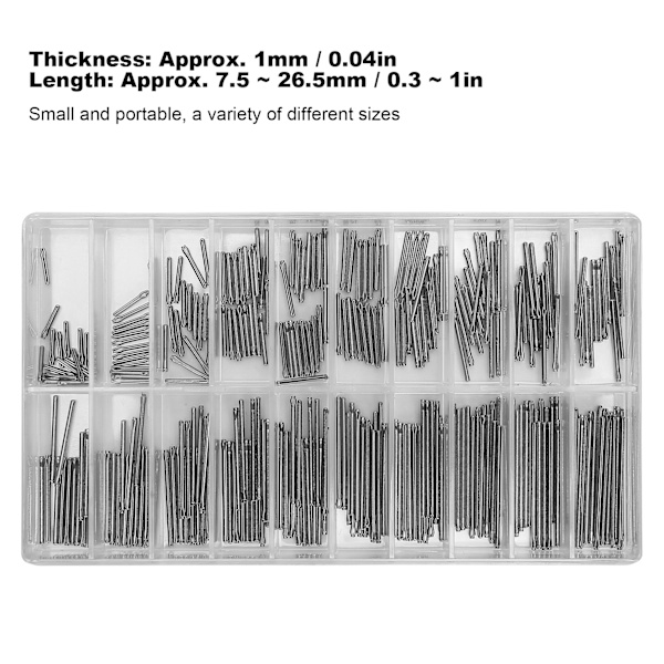 1,0 mm Split Pins Bars Urrem til armbåndsur Split Pins 304 Rustfrit stål Urdele 7,5 mm-26,5 mm