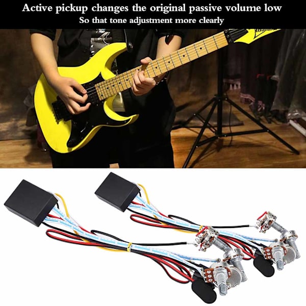 2-bands aktiv EQ Equalizer Preamp Circuit Pickup Gitarr Bas Tonkontroll med tillbehör