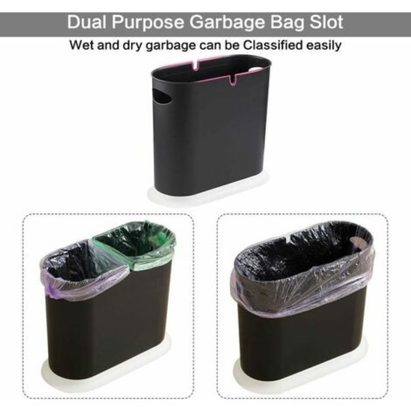 Sopkorg, 10L/2,4 gallon smal plast med fällbart lock, vit