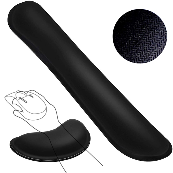 Tietokoneen näppäimistön ja set tuki Memory foam Helppo kirjoittaa ja rannekipuja lievittävä Ergonominen kevyt liukumaton rannetyyny toimistoon