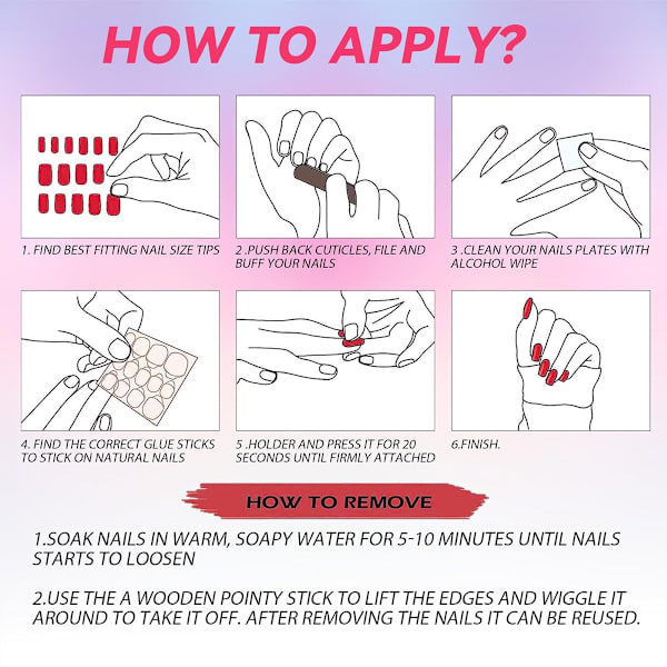 Korte tryk på negle Medium Coffin Nail Art med 3D luksusdesign Genanvendelige falske negle 10 stk. med tilhørende neglekit 4 størrelser