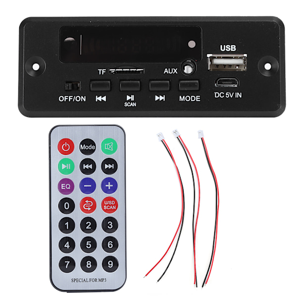 MP3 Bluetooth-dekooderikortti digitaalinen näyttövahvistinsoitinmoduuli 2x3W mustat tarvikkeet
