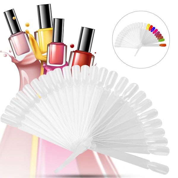32 st falska nagelspetsar, palett för manikyr, nagellack, gel, display, övningsverktyg, transparent