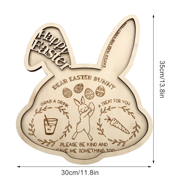 Träkaninformade marker, påskbelöningsmarker med graverade motiverande ordspråk, återanvändbart miljövänligt trä, för roliga familjeaktiviteter (35 x 30 x