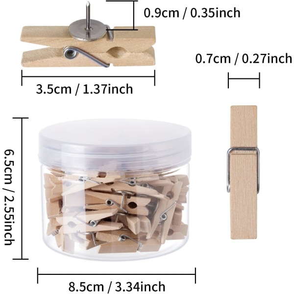 Förpackning med 50 st, Favide Favourde Push Pin med träklämmor Pushpins T