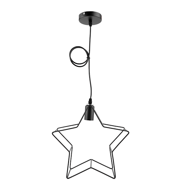 Stjärnformad Pendellampa, Halvinfälld Taklampa för Kök Matsal, Rustik Industriell Taklampa i Svart Järn, Kompatibel med E27-lampa, Perfekt