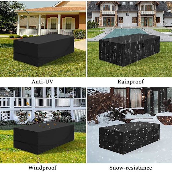 Skyddande överdrag för trädgårdsmöbler Vattentät Oxfordtyg Anti-UV-beständig presenning med rep och låsspänne Svart (150x90x75cm,420D)