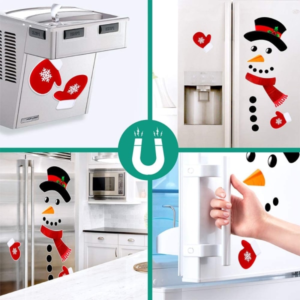 D-FantiX Snowman Kjøleskapsmagneter Sett med 16, søte morsomme