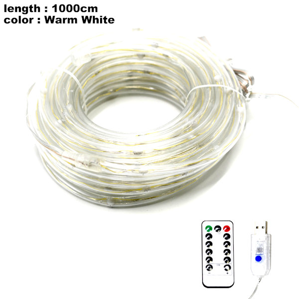 Rope Light 33ft 100 LED batteridriven Fairy Light med fjärrkontroll Warm White