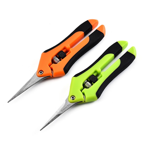 2 stk. Mikrospids Florist Beskæringssakse med Titansbelagte Non-Stick Rustfrit Stål Buede Blade og Lige Blade