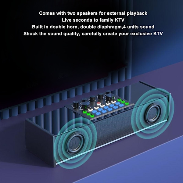 Ljudgränssnitt Bluetooth-högtalare med dubbla högtalare 2,4 GHz DSP-chip Ljudkort Konsolsystem för Gaming Sång