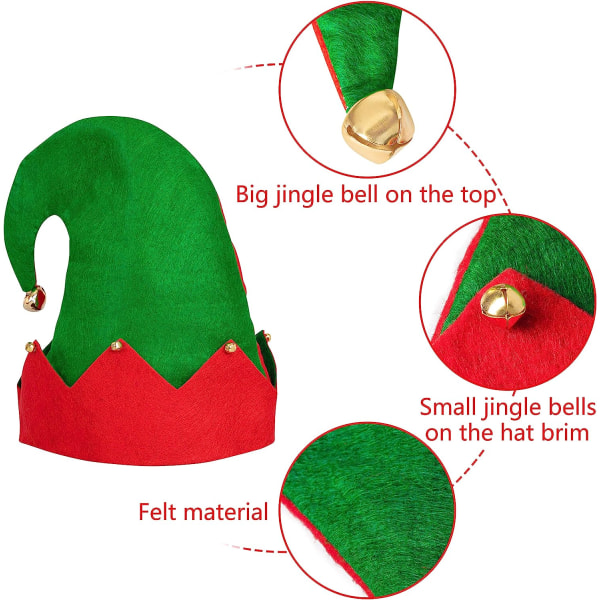 Moon Boat 3Pack Christmas Elf Filt Hat - Jingle Bells Xmas