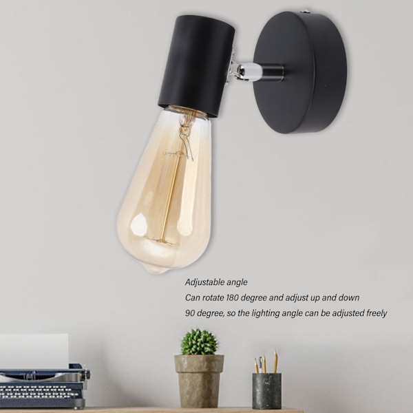 Modern Vägglampa E26 E27 Justerbar Väggmonterad Armatur Belysningsarmatur Set för Sovrum Vardagsrum 85 till 265V Matt Svart
