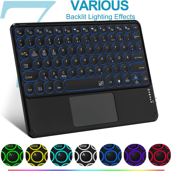 Bluetooth-tastatur med touchpad genopladelig bærbar trådløs