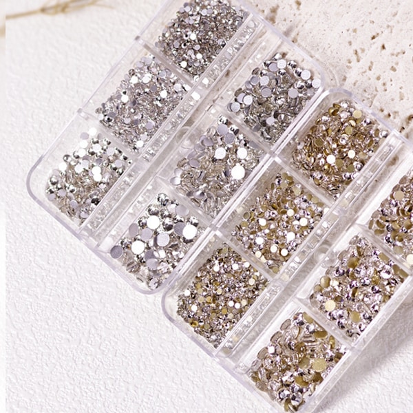 Blandade storlekar Flatback Rhinestones, Non Hotfix Round Crystal Gems