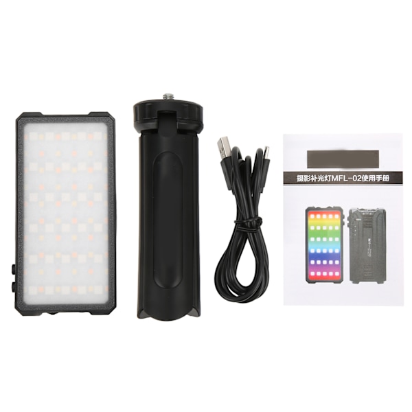Manbily kamerafyllningsljus MFL‑02 Full Color RGB Video LED-ljus 3000K‑6500K med stativ för videofoton