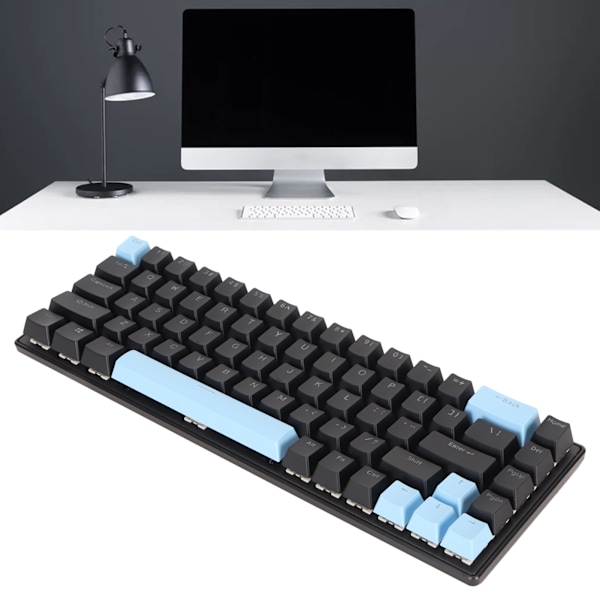Speltangentbord USB 68 tangenter Blå brytare N Key Rollover 10 RGB-bakgrundsbelysningslägen Trådbundet tangentbord för stationär bärbar dator Svart Blå