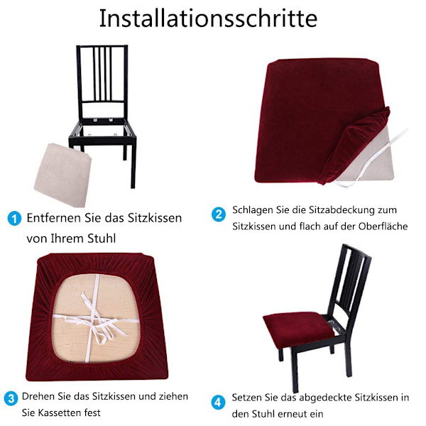 Stolsöverdrag, Mjukt Sitsöverdrag, Stretch Stolsöverdrag för Matsalsstolar, Tvättbart Skyddande Överdrag, Överdrag för Stol