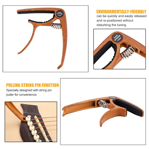 Zink Alloy Gitarr Capo för Folk Elektriska Gitarrer med Strängstiftverktyg (#3)