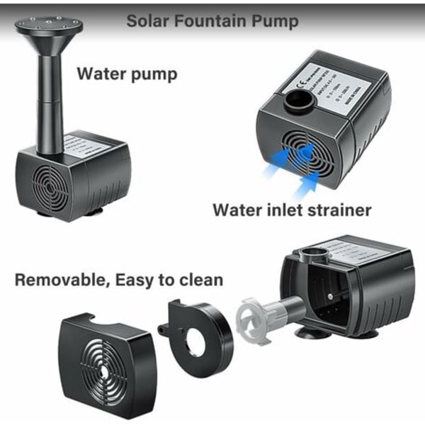 Solcells driven utomhus solvatten trädgårdsfontän pump, 1,5W