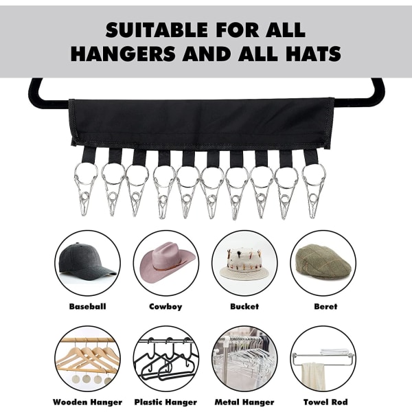 Hatteorganisator for Baseball Caps, Hat Rack Hat Hangers for Closet