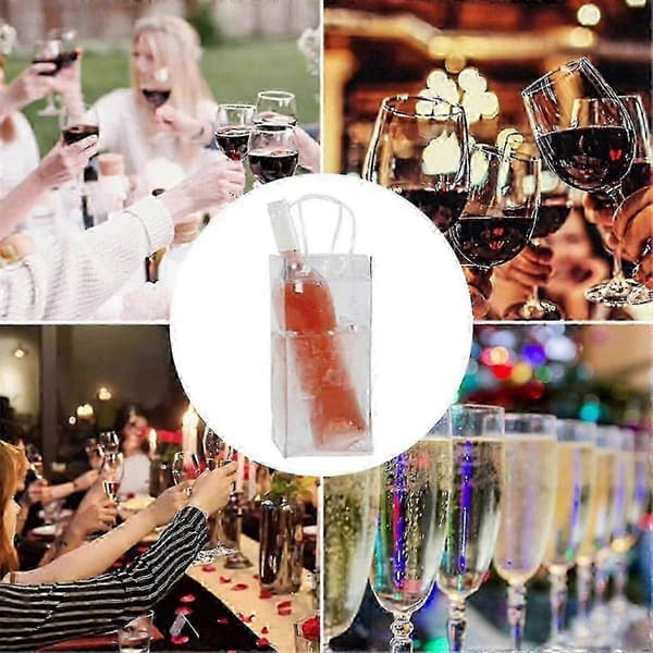 10-pack genomskinliga PVC-vinkylväskor - Bärbara ispåsar för champagne- och vinflaskor - I lager