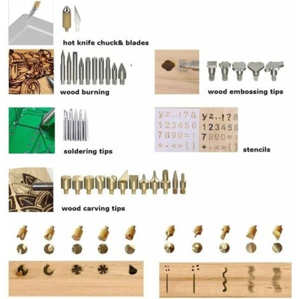 Puupolttopyrografiajuotosrautasetti, 37PC 60W Aikuisten DIY-käsityöpoltin puun, tukin, korkin ja nahan polttamiseen ja kaiverrukseen, lämpötilasäädettävä, pituus 56Twenty