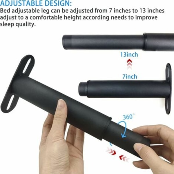 Säädettävä T-muotoinen sänkyjalka, 2 kpl, metallia, sänkyyn, sohvaan (17,8 - 33 cm)