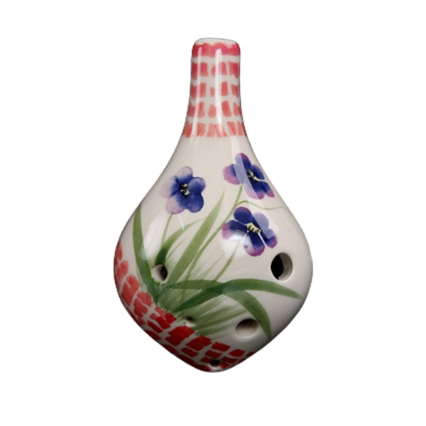 6-håls Ocarina, Alto C, glaserad keramik, vacker design, presentidé