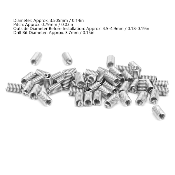 50 stk. Trådinnlegg Brace Bushing Skruehull Reparasjon Trimming Tool US Enhet 6‑323D