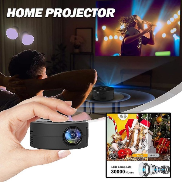 Miniprojektor Led 1080p Hd Hemmabio Bärbar hemmafilm