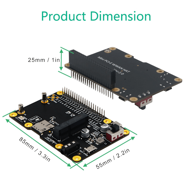 3G/4G LTE-bashatt för Raspberry Pi 4/3/2/B+ moduldatorkort till USB med SIM-kort