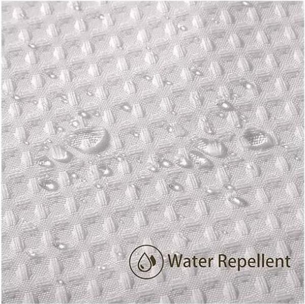 Waffle Pattern Shower Curtain - 80x180 cm - White Polyester - With 6 Hooks - Mildew Resistant - For Bathroom & Toilet
