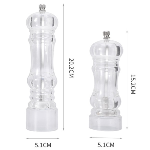 Manuell Pepparkvarn och Salt Shaker Set - Transparent Justerbar Small+Large