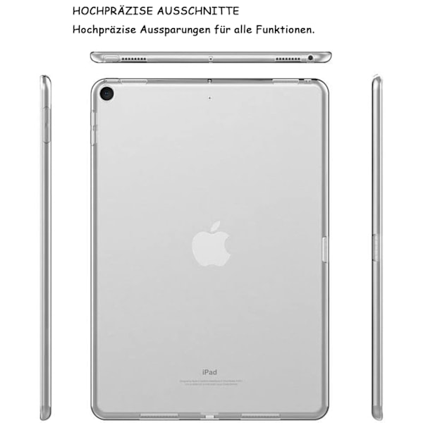 Fodral för iPad 10.2\" (iPad 9:e generationen 2021/iPad 8:e generationen 2020 / iPad 7:e generationen 2019), transparent silikonfodral TPU bakskydd skyddande fodral