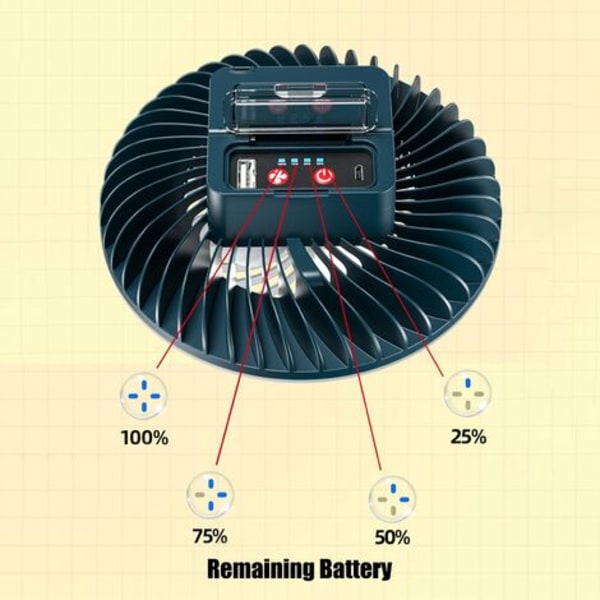 [Ljus med fläkt + uppladdningsbart batteri + strömindikator] Ny