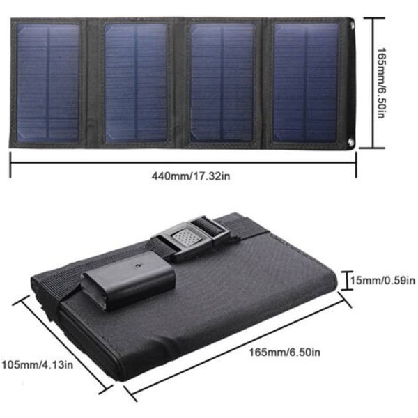 20W Solcellepanel Bærbar Foldbar Solcellepanel Sollading
