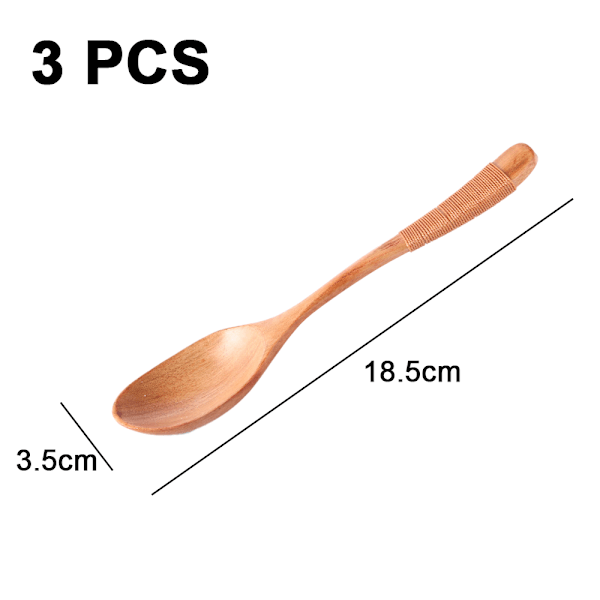 Träslev lång handtag solid trä rissked dessert sked
